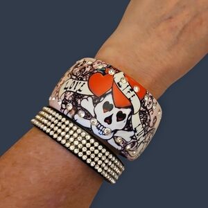 ED HARDY Y2k Heart and Skull Love Life Luck and Rhinestone Bangle Bracelets